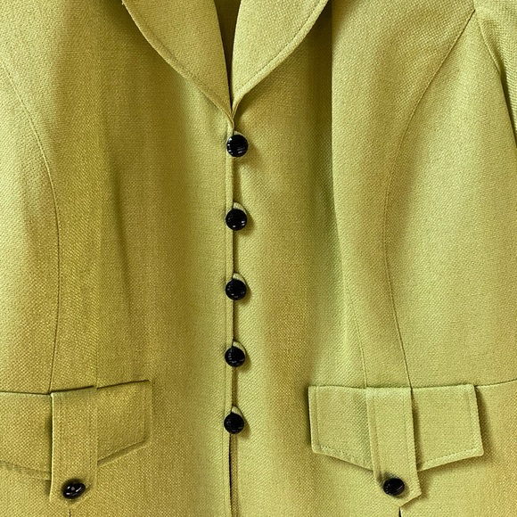 Dana Kay 2 piece jacket and skirt set in lime green. - Picture 4 of 5